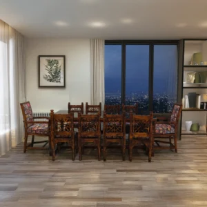 میز غذا خوری 10 نفره تمام چوب روس با هک شعر مولانا